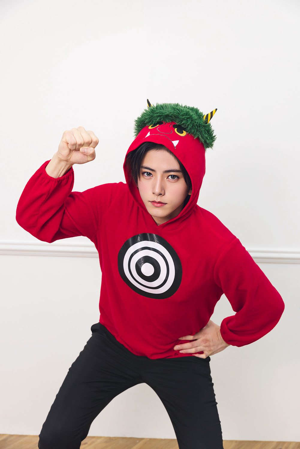 [New] コスプレ小物 節分 的当て鬼パーカー ユニセックス フリーサイズ レッド【クリアストーン】