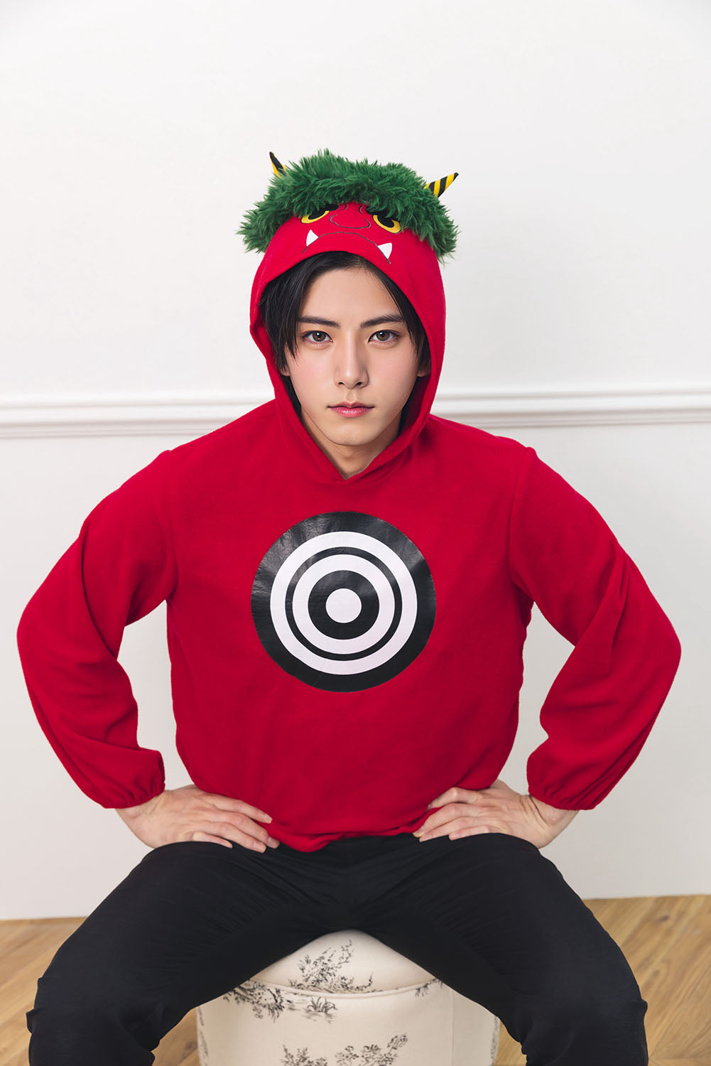 [New] コスプレ小物 節分 的当て鬼パーカー ユニセックス フリーサイズ レッド【クリアストーン】
