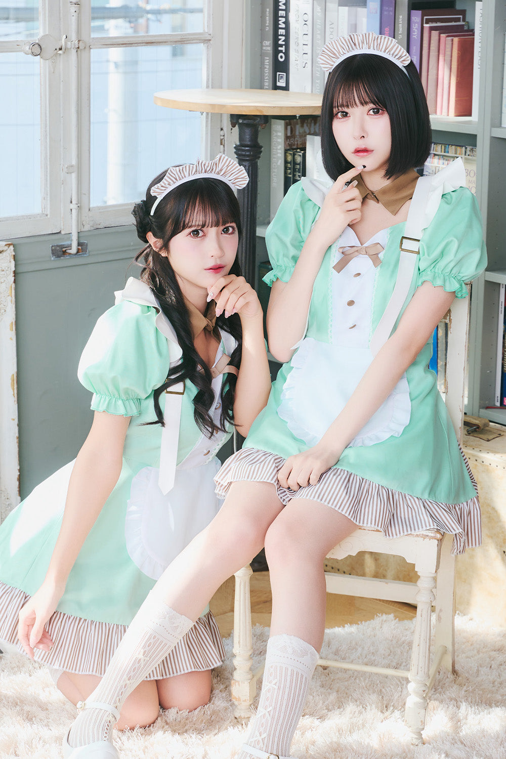 [New] 《JamsCollection着用》コスプレ ホワイトデー チョコミントメイド レディース フリーサイズ グリーン【クリアストーン】♡