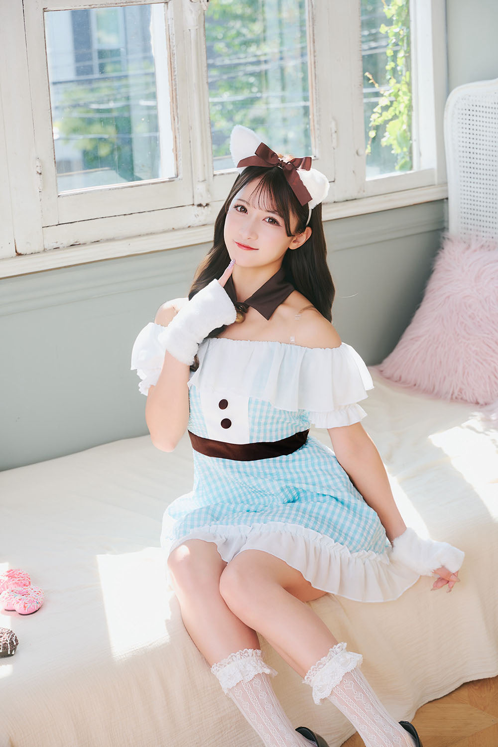 [New] 《JamsCollection着用》コスプレ ホワイトデー ラムネキャット レディース フリーサイズ グリーン【クリアストーン】♡