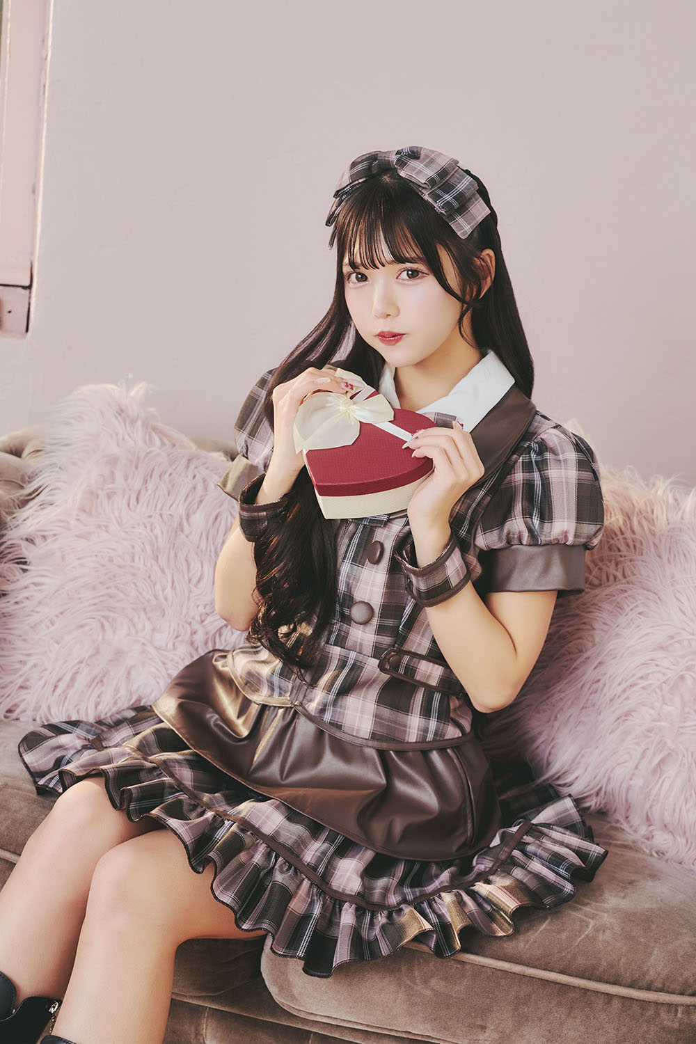 [New] 《JamsCollection着用》コスプレ バレンタイン リリパレ カフェショコラメイド レディース フリーサイズ ピンク/ブルー【クリアストーン】♡