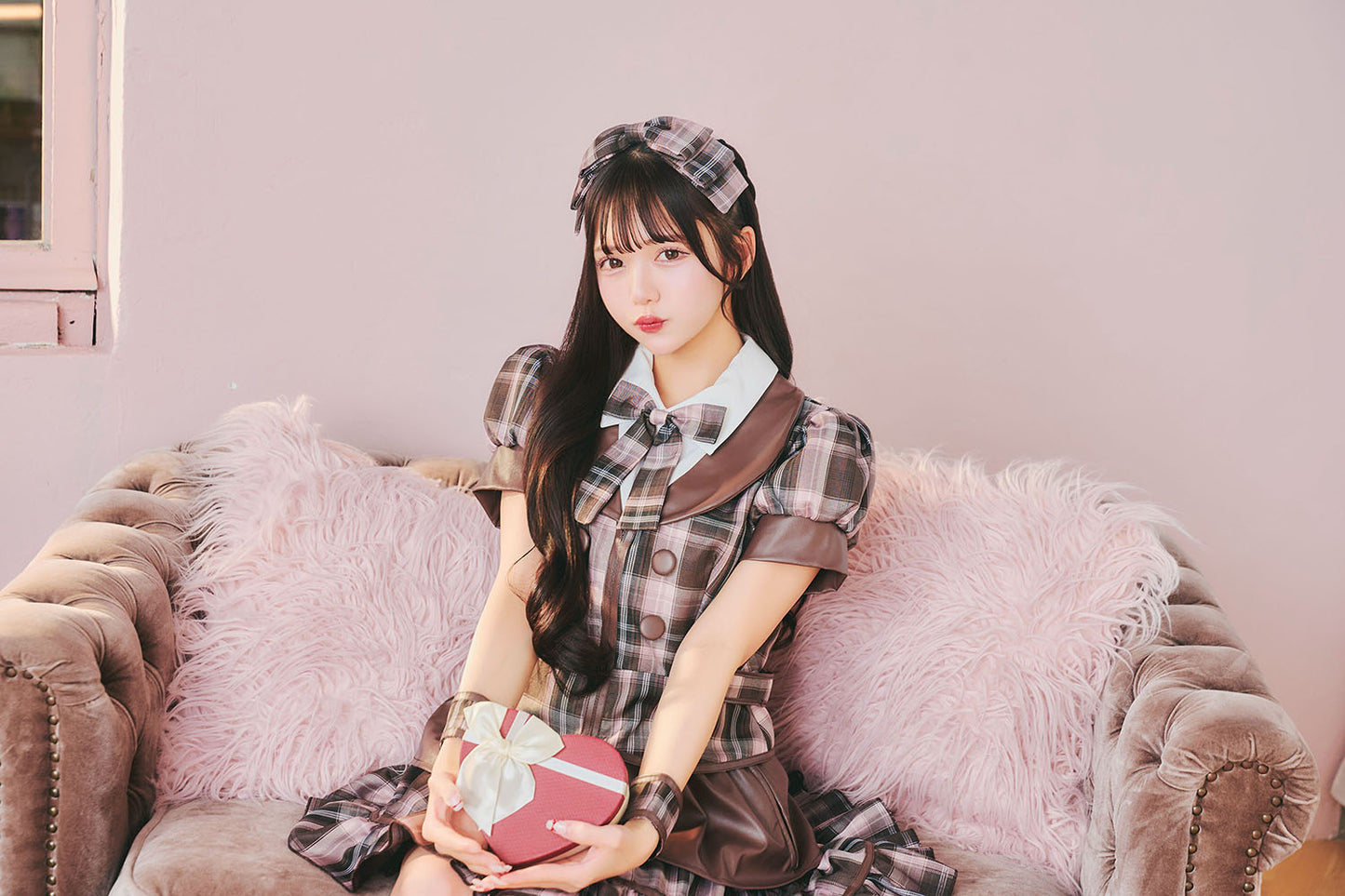 [New] 《JamsCollection着用》コスプレ バレンタイン リリパレ カフェショコラメイド レディース フリーサイズ ピンク/ブルー【クリアストーン】♡