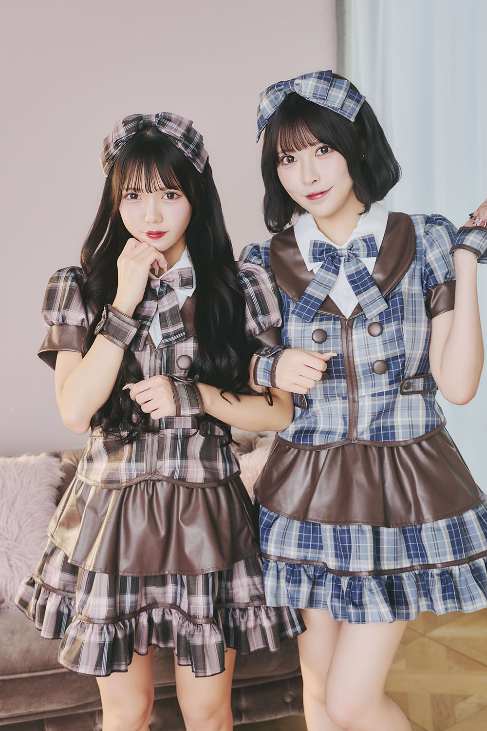 [New] 《JamsCollection着用》コスプレ バレンタイン リリパレ カフェショコラメイド レディース フリーサイズ ピンク/ブルー【クリアストーン】♡