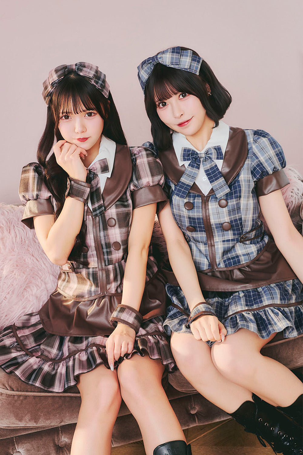 [New] 《JamsCollection着用》コスプレ バレンタイン リリパレ カフェショコラメイド レディース フリーサイズ ピンク/ブルー【クリアストーン】♡