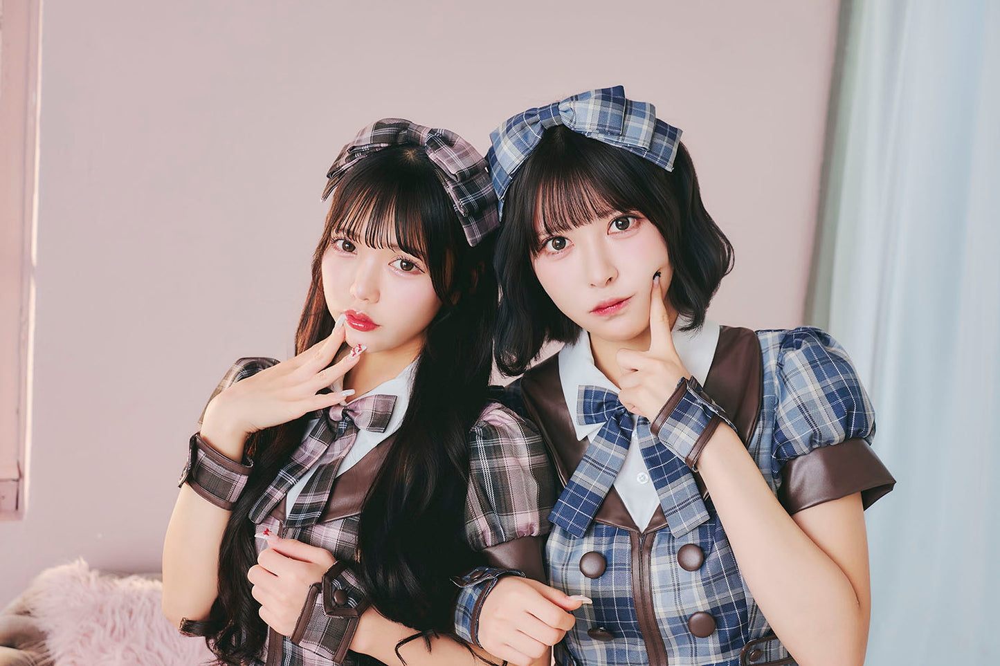 [New] 《JamsCollection着用》コスプレ バレンタイン リリパレ カフェショコラメイド レディース フリーサイズ ピンク/ブルー【クリアストーン】♡