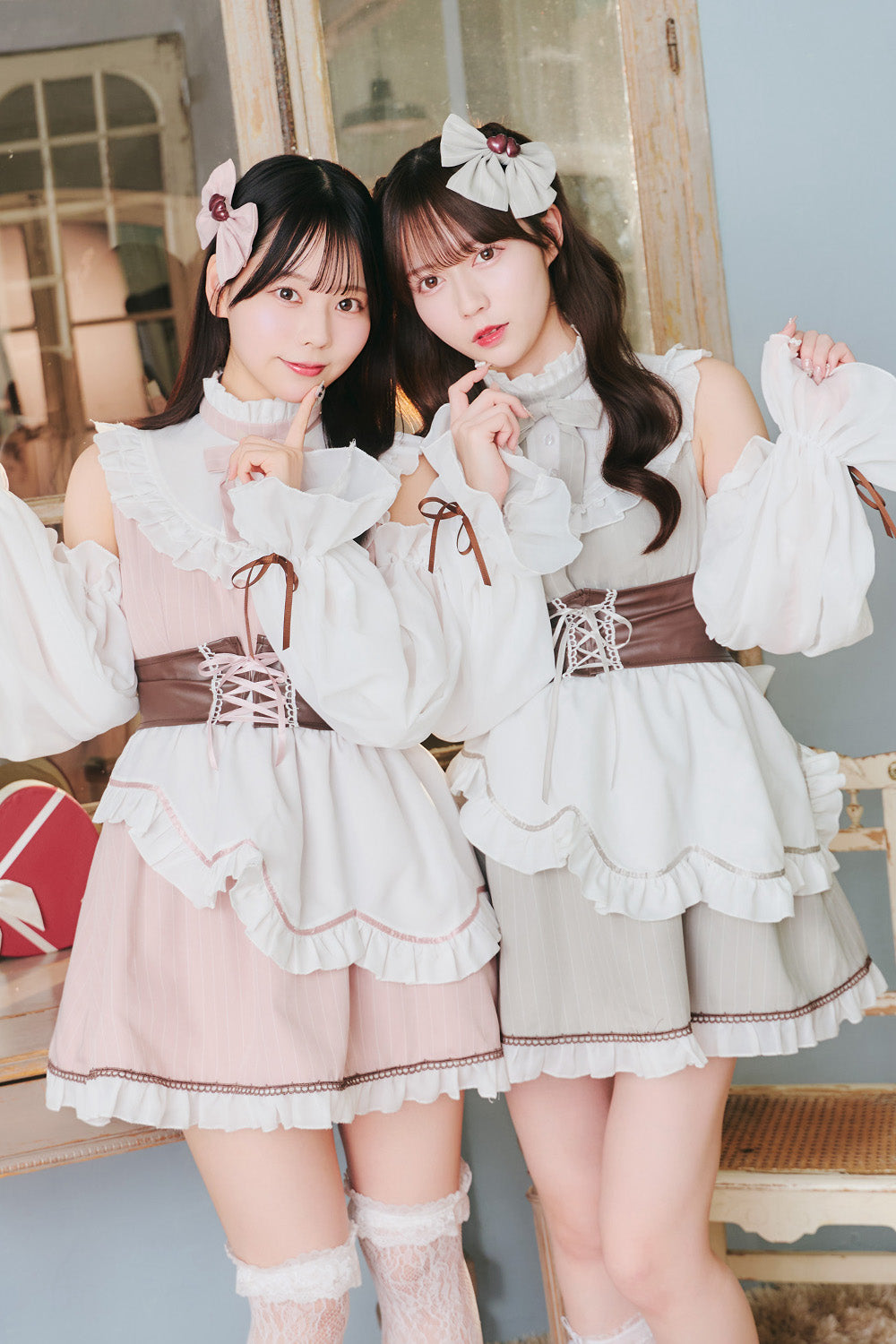 [New] 《JamsCollection着用》コスプレ バレンタイン リリパレ スイートホイップメイド レディース フリーサイズ ピンク/グレー【クリアストーン】♡