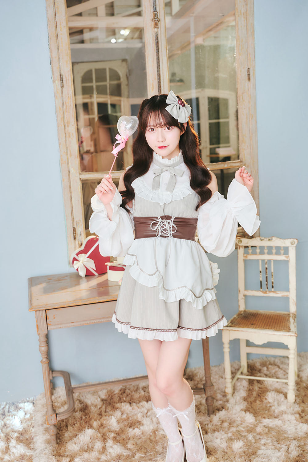 ブーケリボンジュエルピンクメイド バレンタインコスプレ11点セット New] 《JamsCollection着用》コスプレ バレンタイン リリパレ スイート