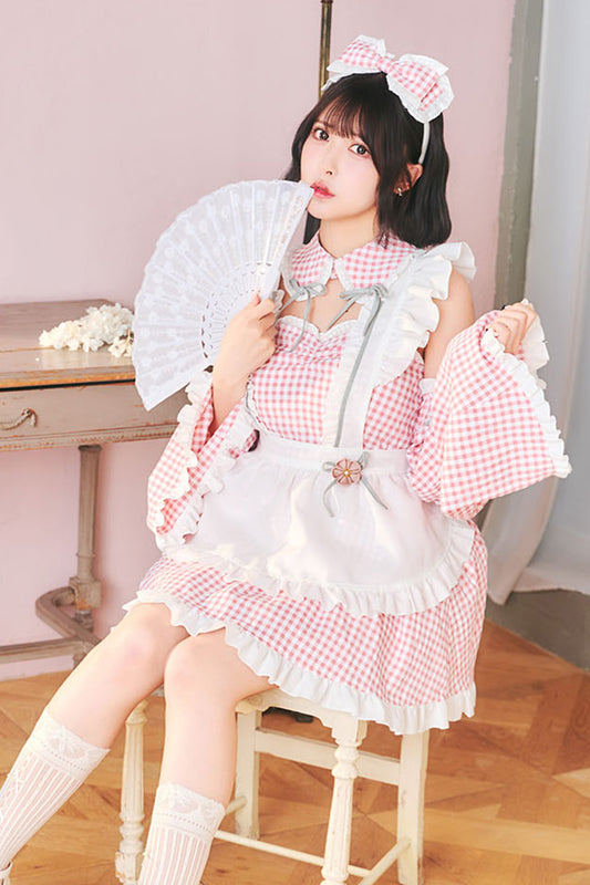 [New] 《JamsCollection着用》コスプレ バレンタイン リリパレ ひなまつりメイド レディース フリーサイズ ピンク【クリアストーン】♡