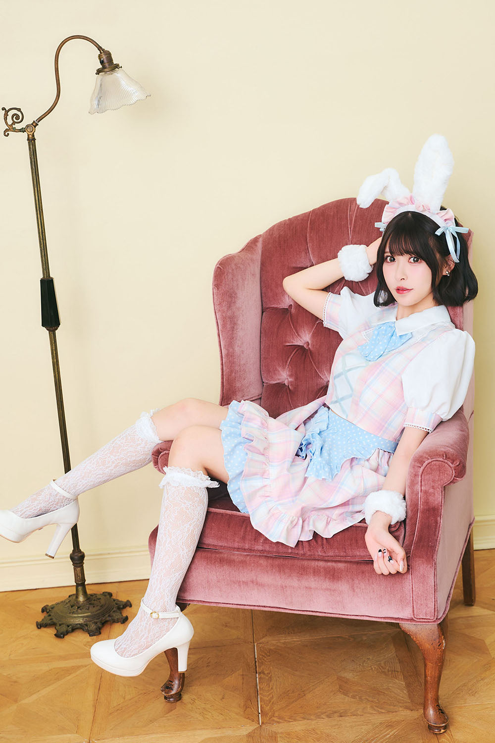 [New] 《JamsCollection着用》コスプレ バレンタイン リリパレ イースターバニーメイド レディース フリーサイズ ピンク【クリアストーン】♡