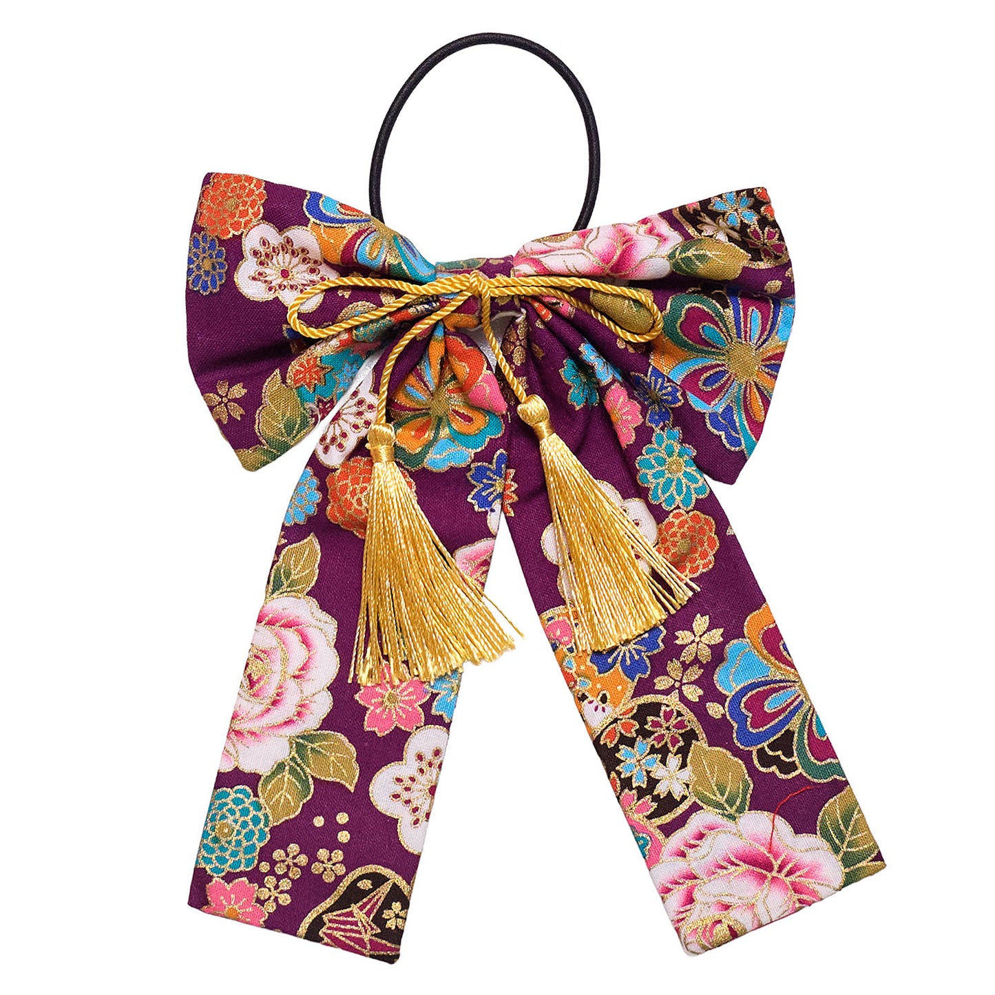 コスプレ小物 ヘアアクセサリー 和柄 リボン レディース フリーサイズ パープル/ブルー/ネイビー/レッド/ピンク/ベージュ/ブラック【クリアストーン】