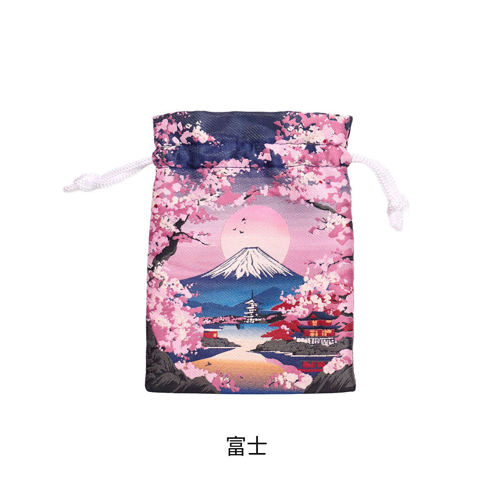 [New] 小物 和風 織生地巾着 レッド/ピンク/グリーン/ブルー/パープル 【クリアストーン】