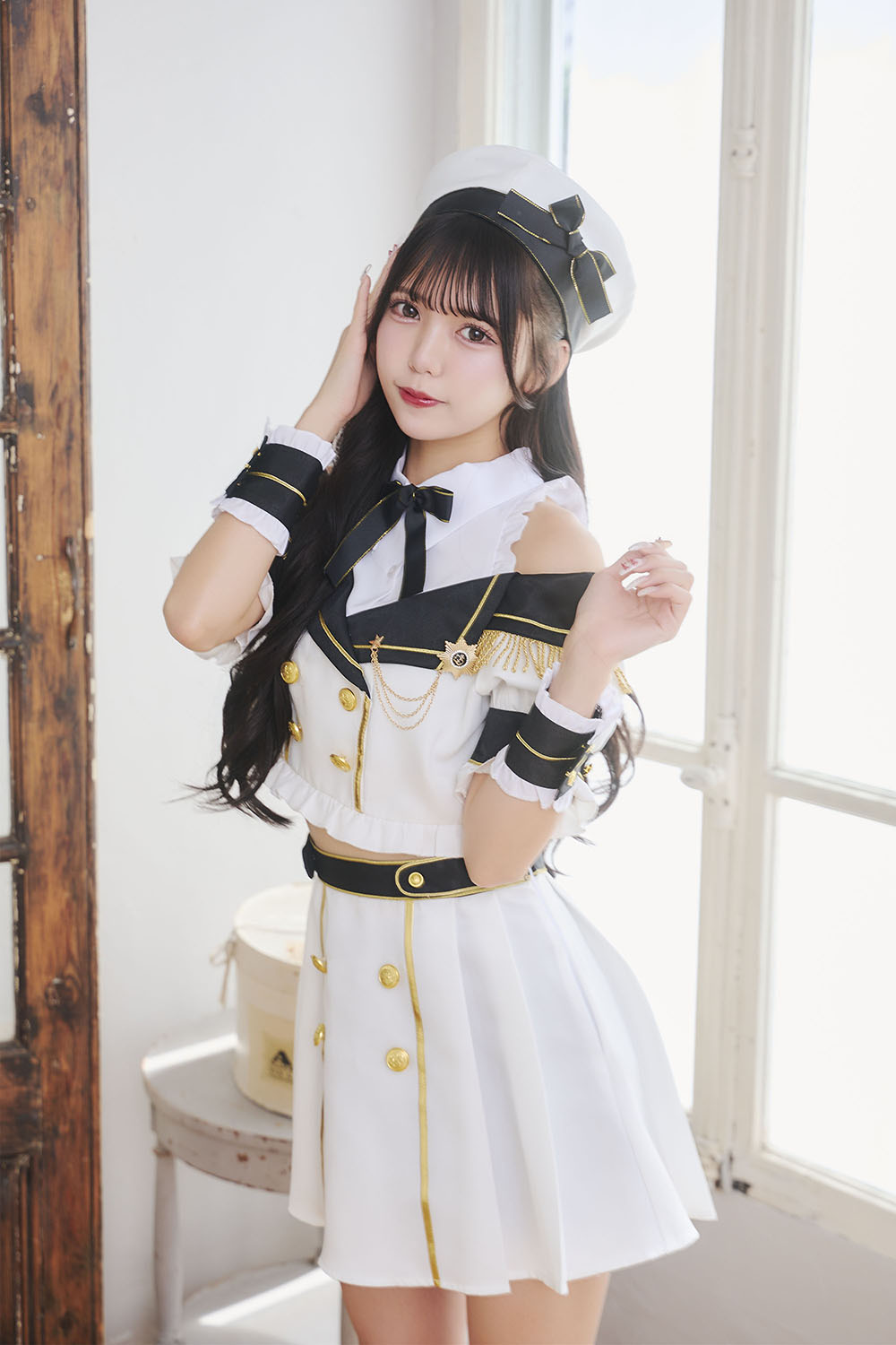 [New] 《JamsCollection着用》コスプレ アイドル 制服 メゾンカレッジ マリン レディース フリーサイズ ホワイト 【クリアストーン】♡