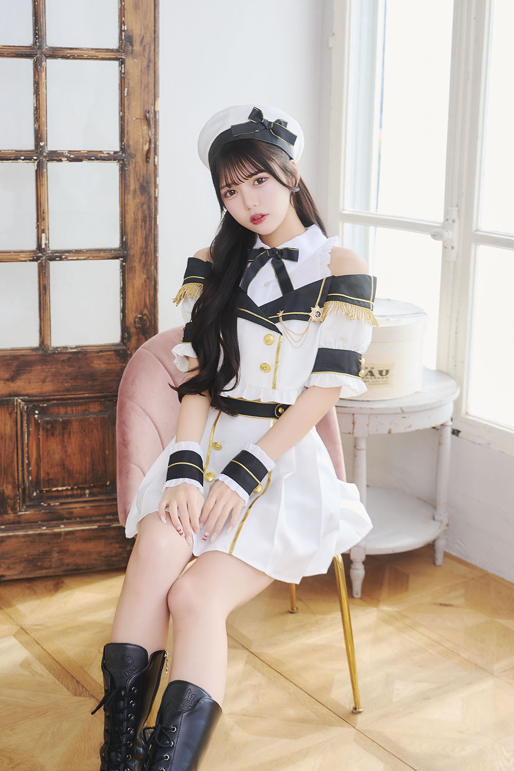 [New] 《JamsCollection着用》コスプレ アイドル 制服 メゾンカレッジ マリン レディース フリーサイズ ホワイト 【クリアストーン】♡