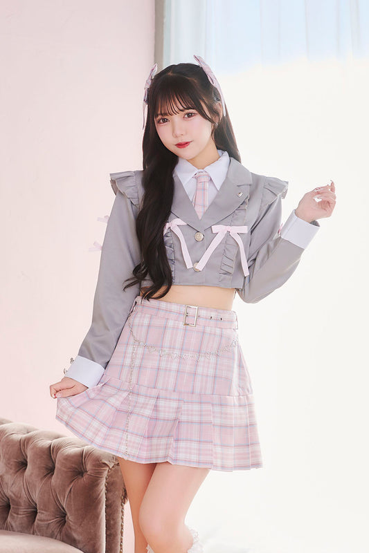 [New] 《JamsCollection着用》コスプレ アイドル 制服 メゾンカレッジ ロゼ レディース フリーサイズ ピンク 【クリアストーン】♡