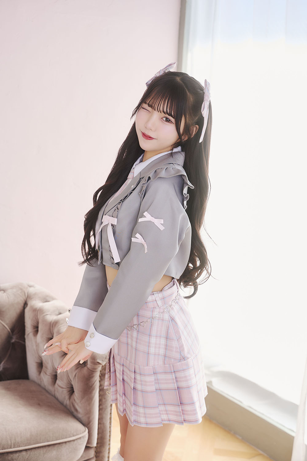 [New] 《JamsCollection着用》コスプレ アイドル 制服 メゾンカレッジ ロゼ レディース フリーサイズ ピンク 【クリアストーン】♡