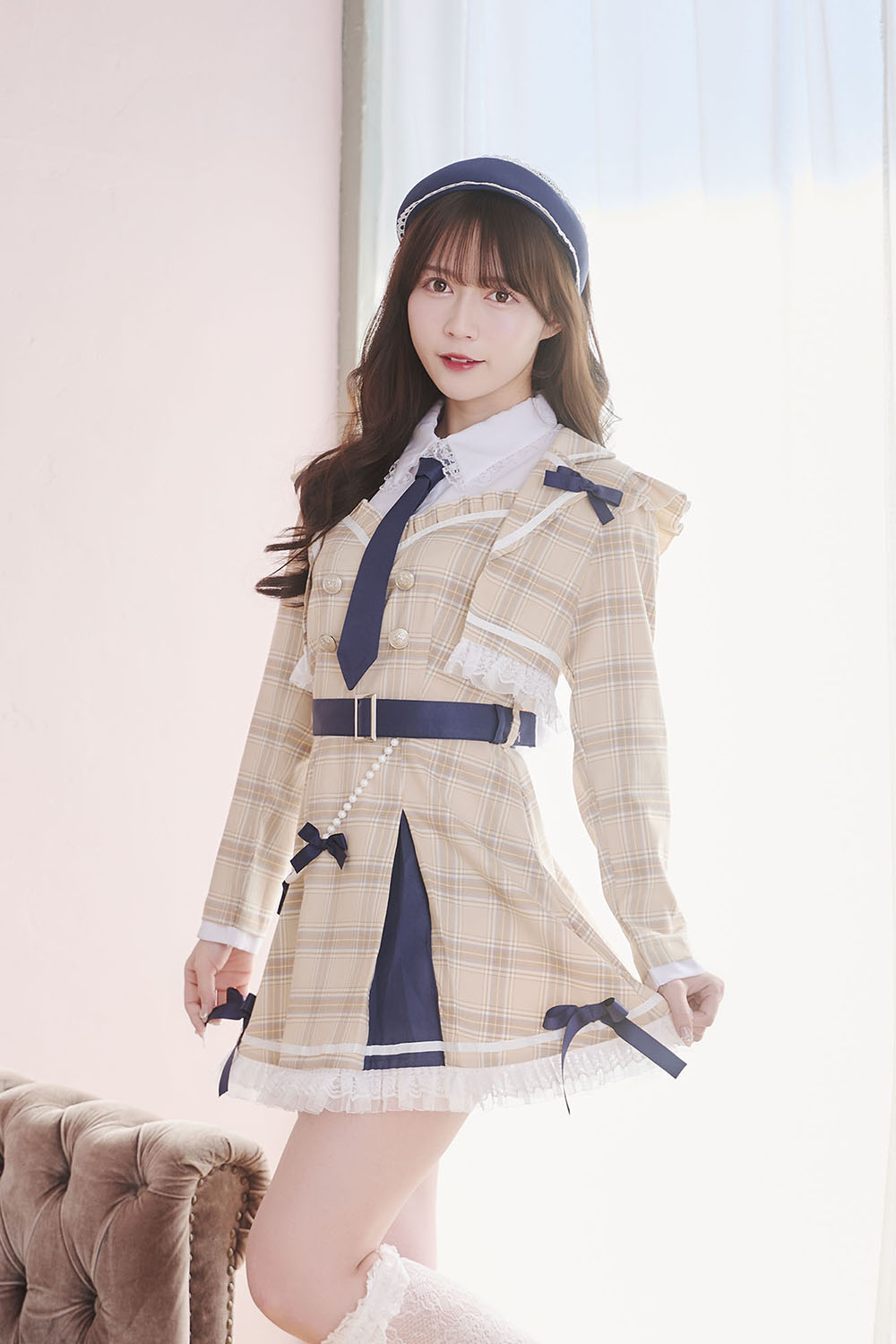 [New] 《JamsCollection着用》コスプレ アイドル 制服 メゾンカレッジ ラテ レディース フリーサイズ ベージュ 【クリアストーン】♡