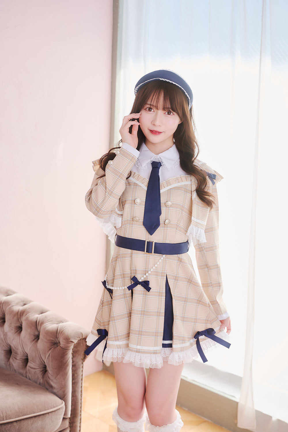 [New] 《JamsCollection着用》コスプレ アイドル 制服 メゾンカレッジ ラテ レディース フリーサイズ ベージュ 【クリアストーン】♡