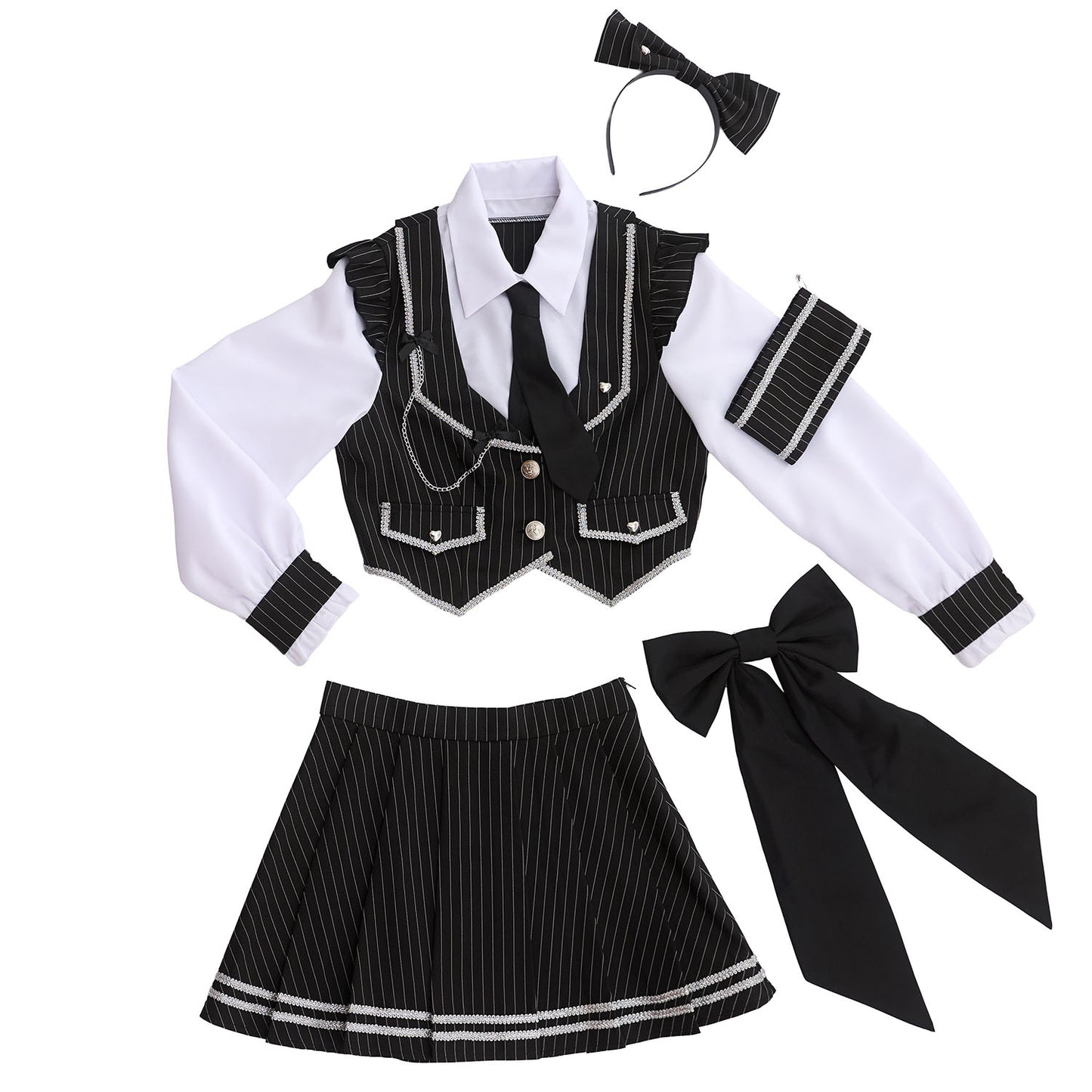 [New] 《JamsCollection着用》コスプレ アイドル 制服 メゾンカレッジ ルナ レディース フリーサイズ ブラック 【クリアストーン】♡