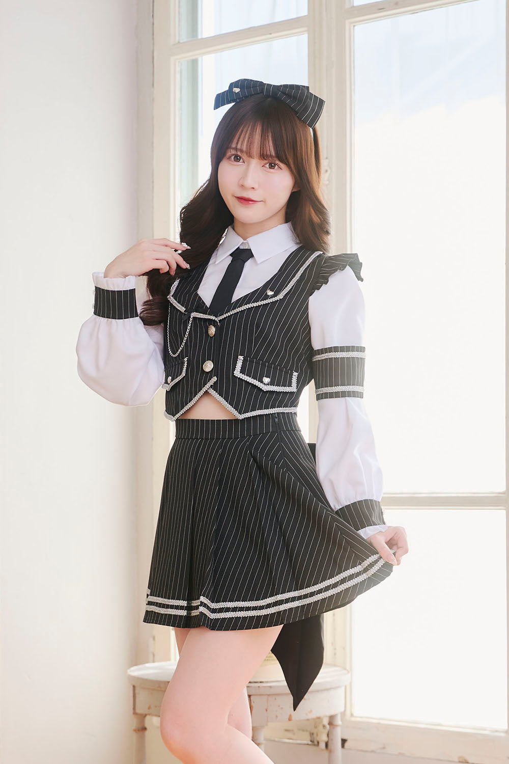 [New] 《JamsCollection着用》コスプレ アイドル 制服 メゾンカレッジ ルナ レディース フリーサイズ ブラック 【クリアストーン】♡