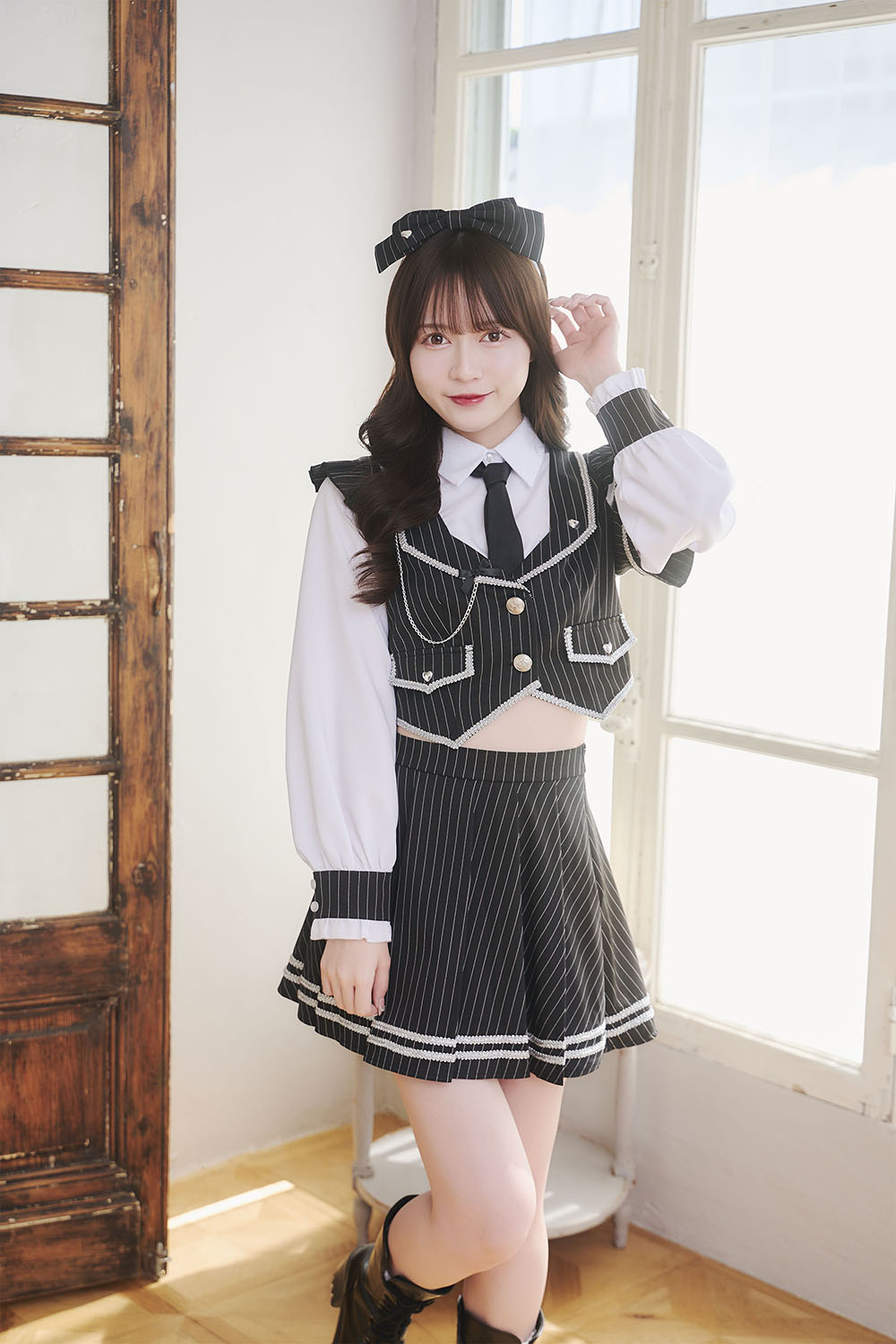 [New] 《JamsCollection着用》コスプレ アイドル 制服 メゾンカレッジ ルナ レディース フリーサイズ ブラック 【クリアストーン】♡