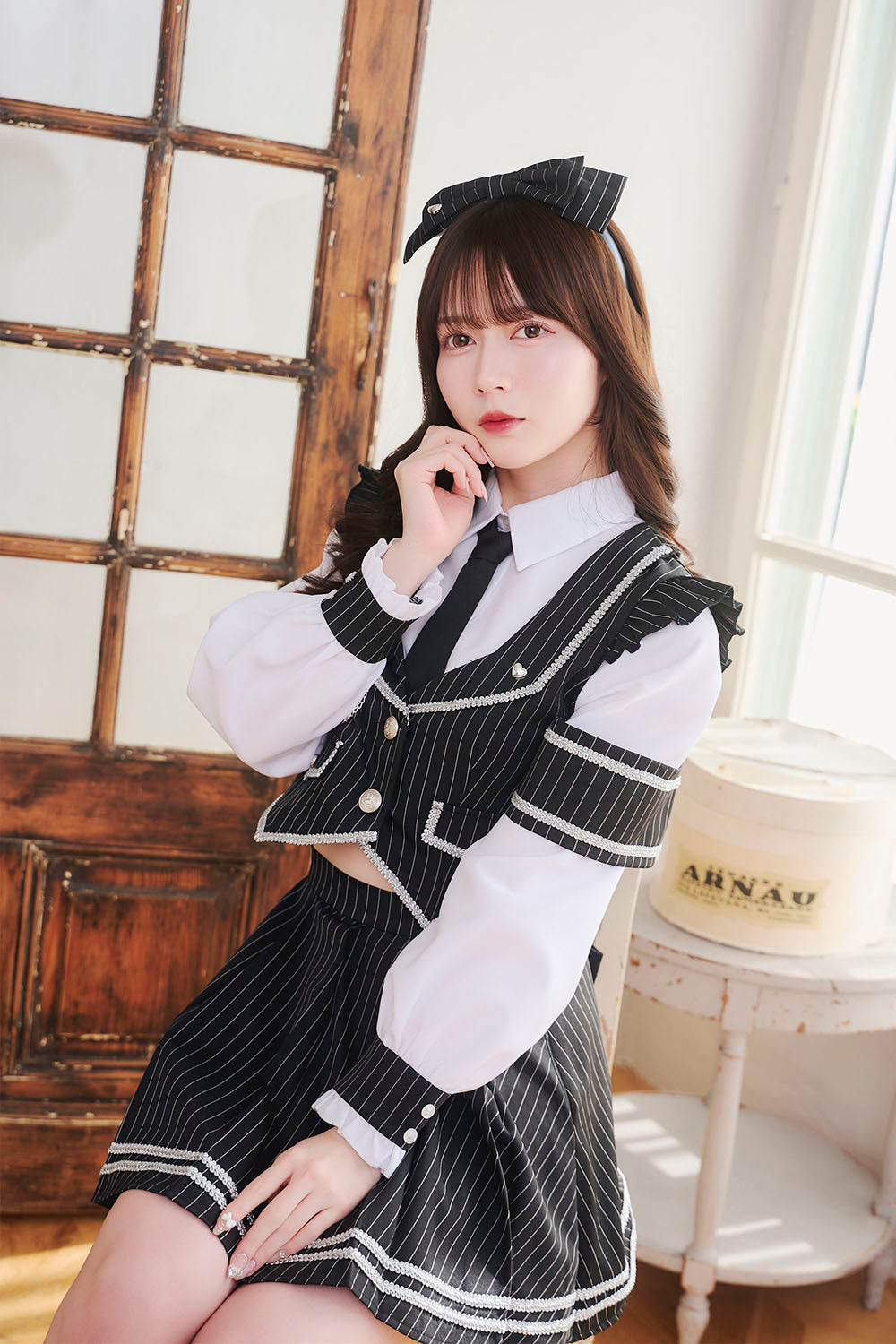 [New] 《JamsCollection着用》コスプレ アイドル 制服 メゾンカレッジ ルナ レディース フリーサイズ ブラック 【クリアストーン】♡
