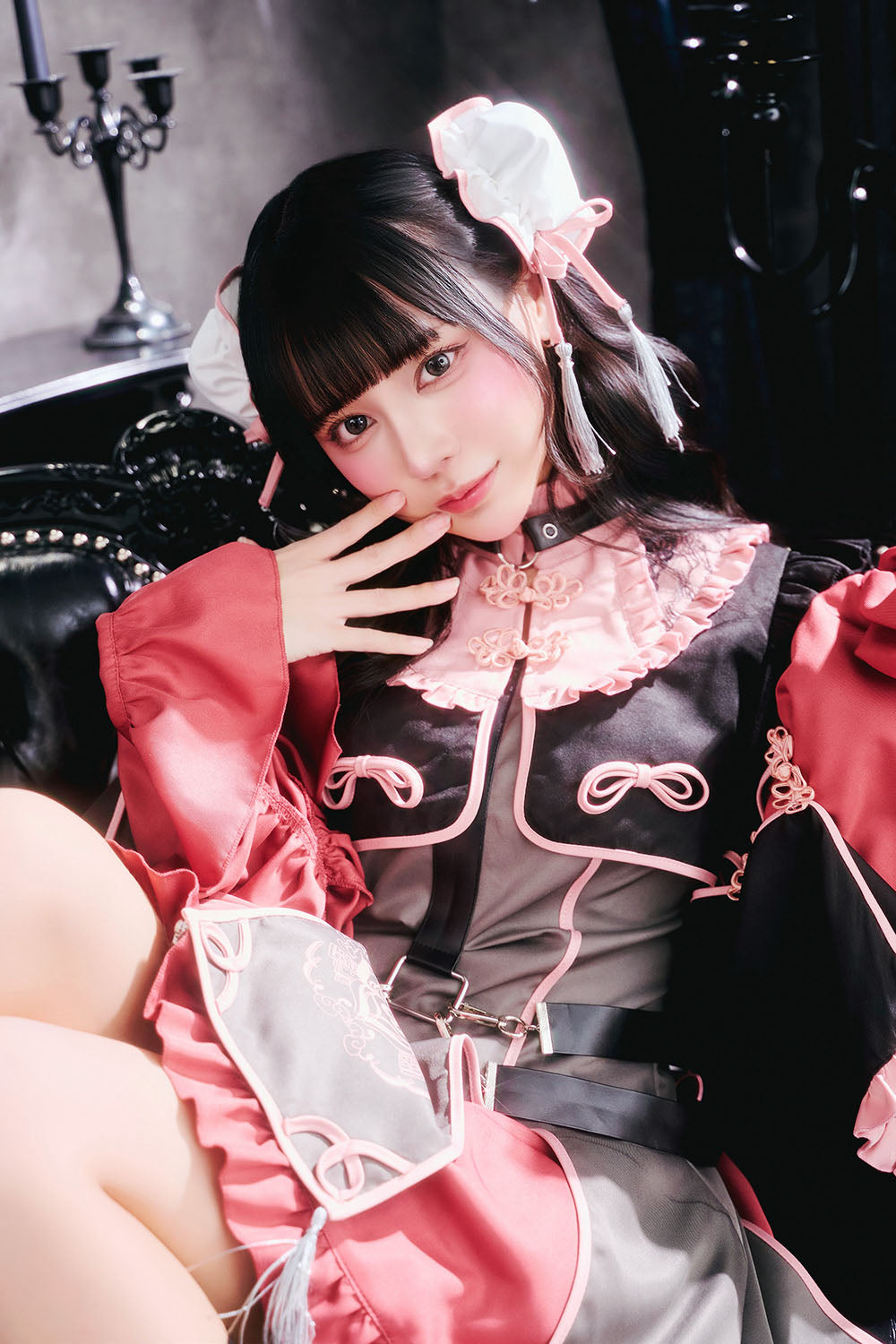 [New] コスプレ ゴスパンドール チャイナ レディース フリーサイズ ピンク/ブルー【クリアストーン】♡