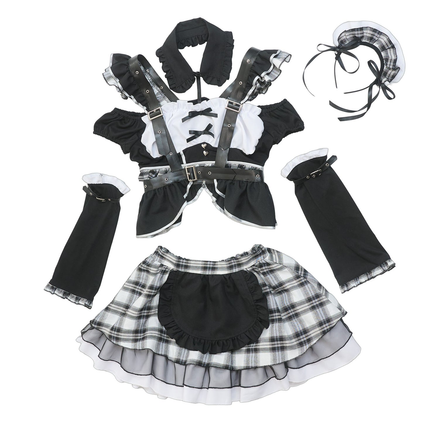 [New] コスプレ ゴスパンドール メイド レディース フリーサイズ モノトーン/レッド【クリアストーン】♡