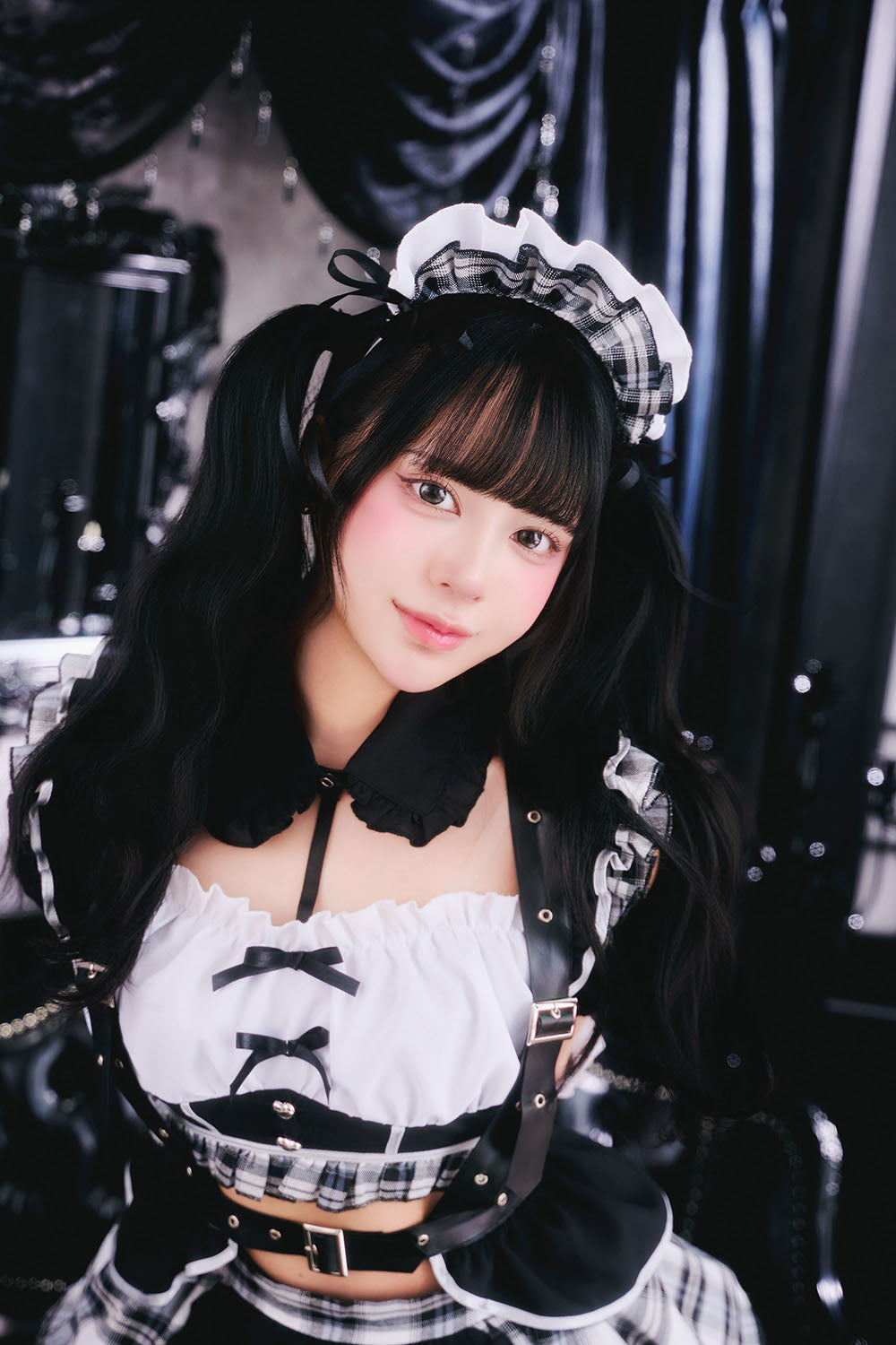 [New] コスプレ ゴスパンドール メイド レディース フリーサイズ モノトーン/レッド【クリアストーン】♡