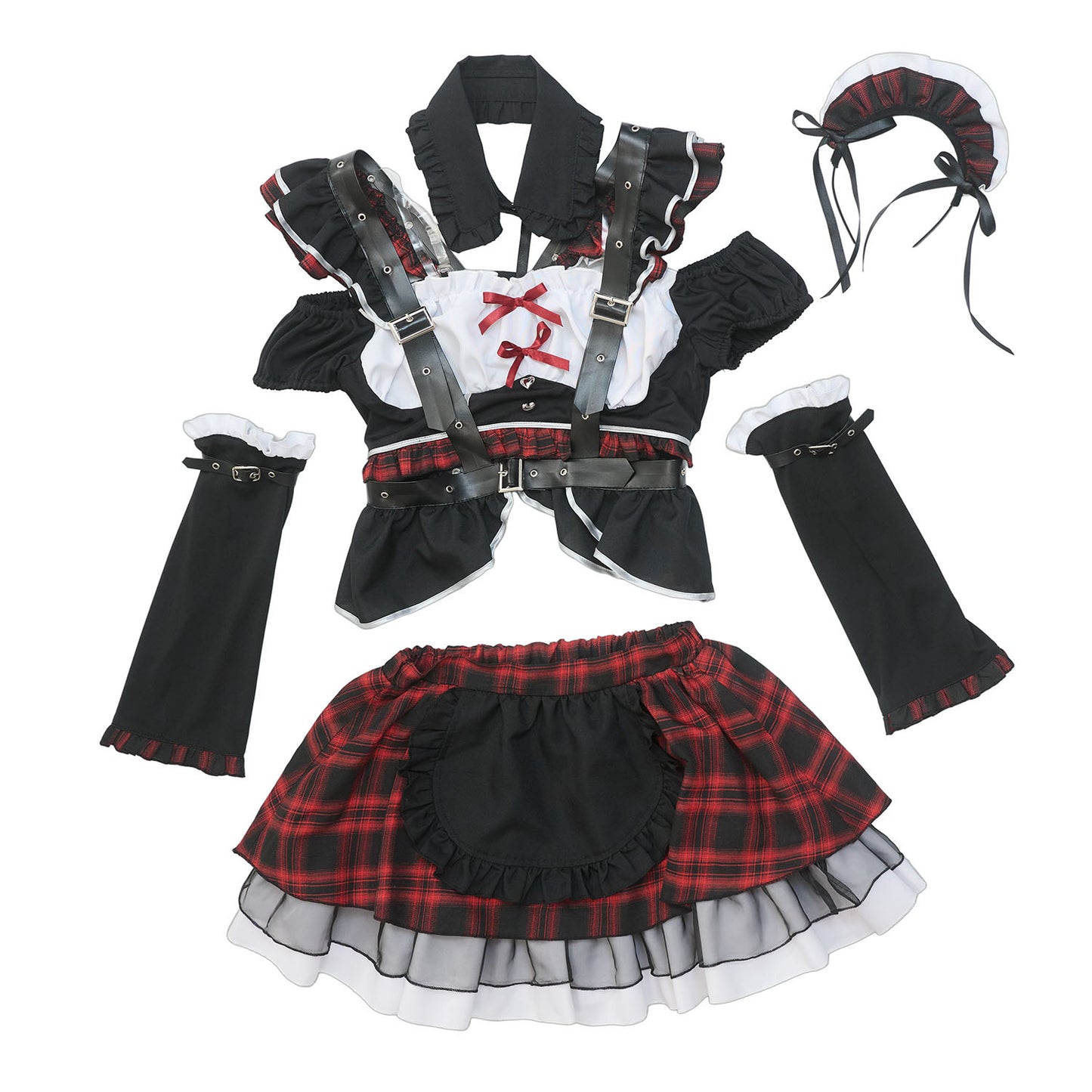 [New] コスプレ ゴスパンドール メイド レディース フリーサイズ モノトーン/レッド【クリアストーン】♡