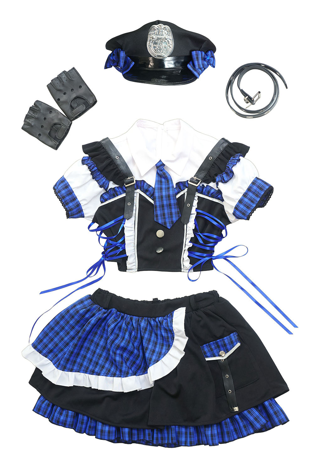 [New] コスプレ ゴスパンドール ポリス レディース フリーサイズ ブルー/パープル【クリアストーン】♡