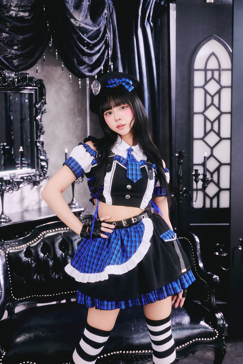 [New] コスプレ ゴスパンドール ポリス レディース フリーサイズ ブルー/パープル【クリアストーン】♡