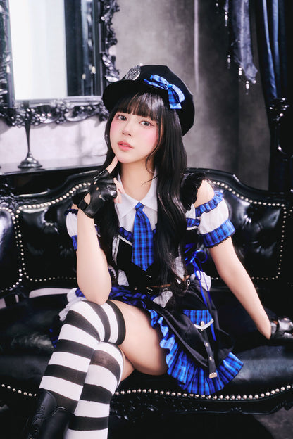 [New] コスプレ ゴスパンドール ポリス レディース フリーサイズ ブルー/パープル【クリアストーン】♡