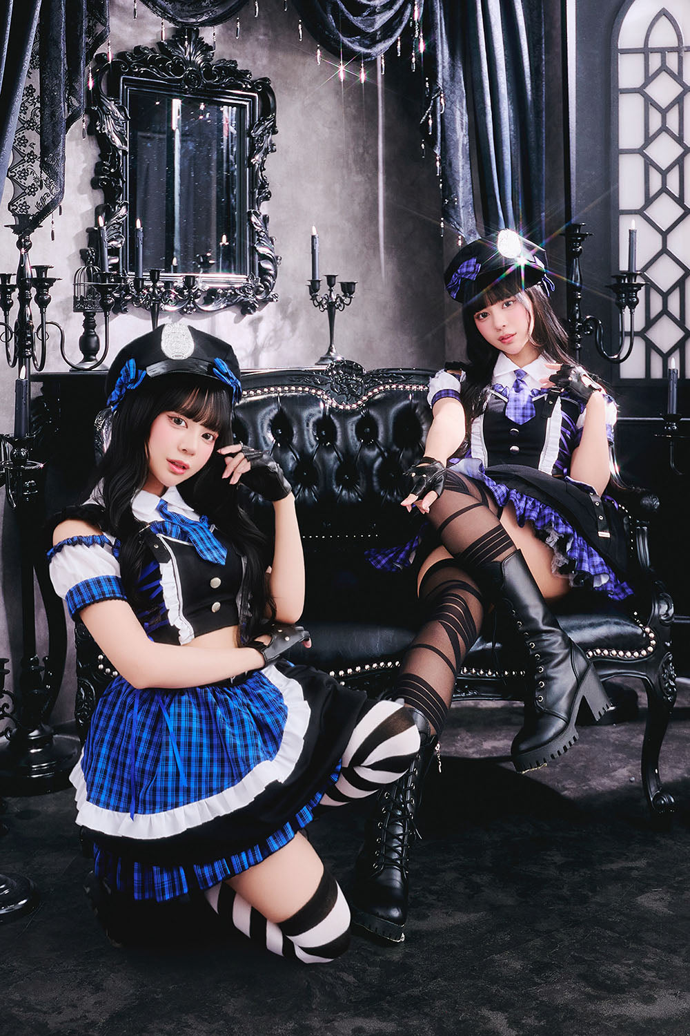 [New] コスプレ ゴスパンドール ポリス レディース フリーサイズ ブルー/パープル【クリアストーン】♡