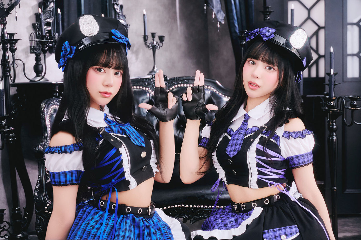 [New] コスプレ ゴスパンドール ポリス レディース フリーサイズ ブルー/パープル【クリアストーン】♡