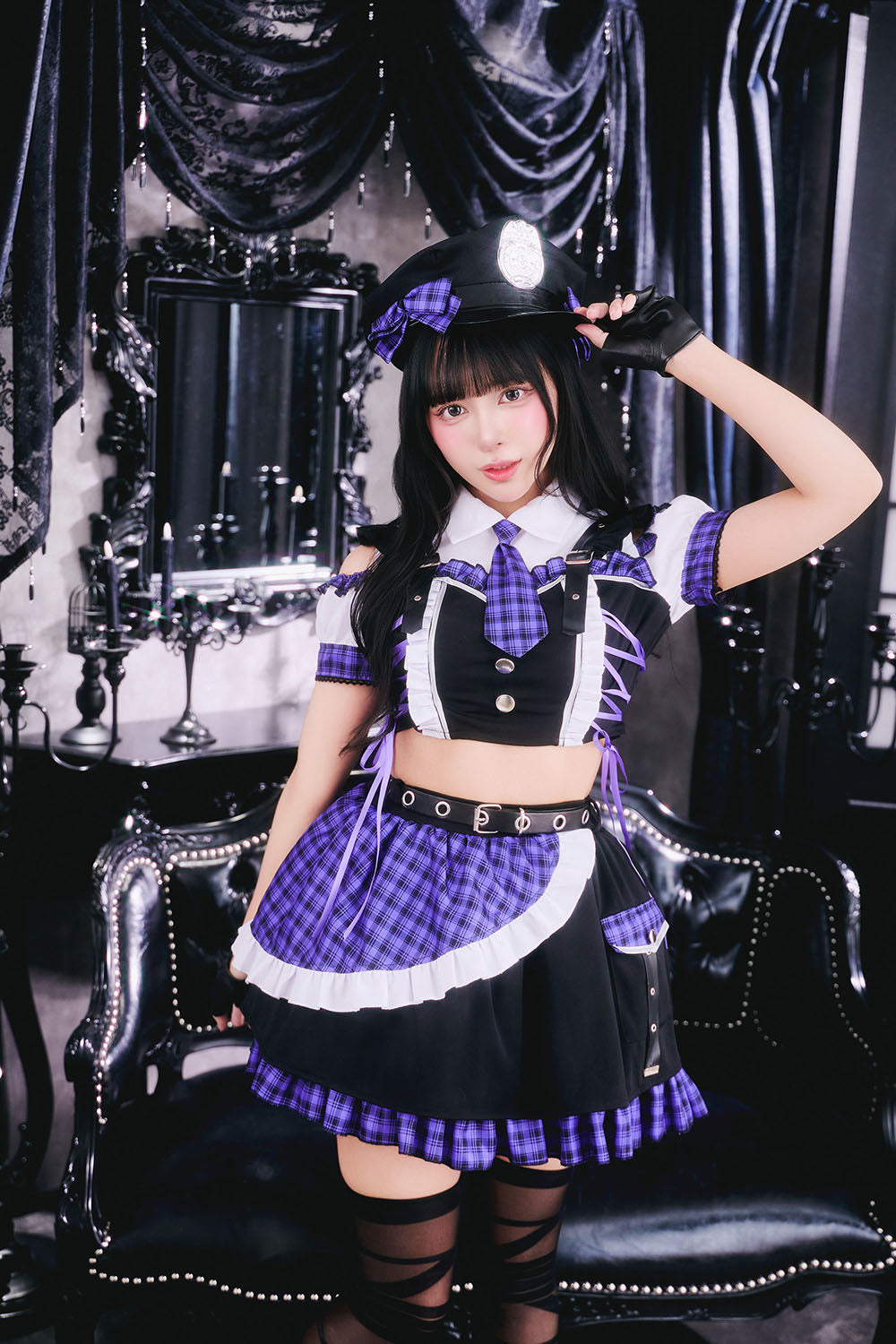 [New] コスプレ ゴスパンドール ポリス レディース フリーサイズ ブルー/パープル【クリアストーン】♡