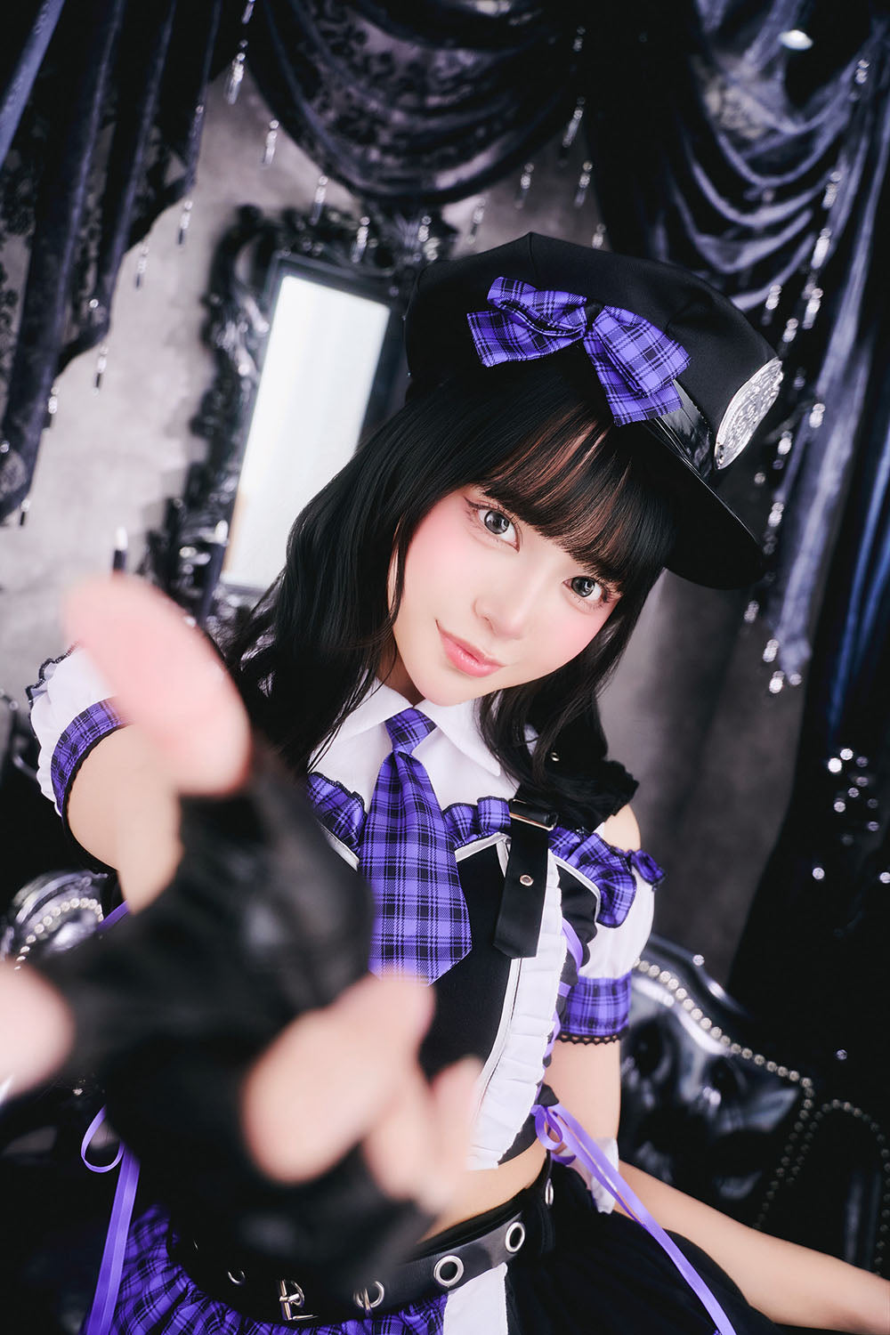 [New] コスプレ ゴスパンドール ポリス レディース フリーサイズ ブルー/パープル【クリアストーン】♡