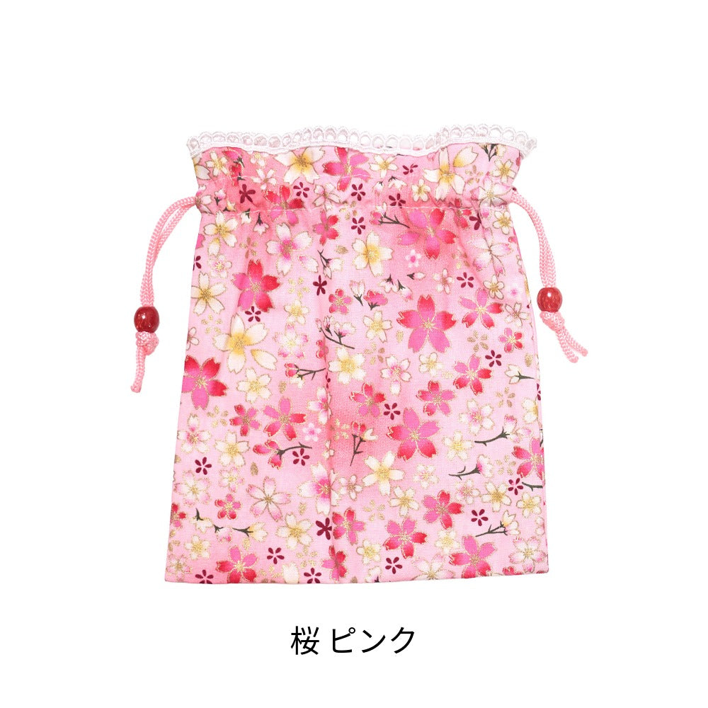 [New] 小物 和風 桜巾着 レッド/ピンク/パープル/ブラック/ネイビー 【クリアストーン】