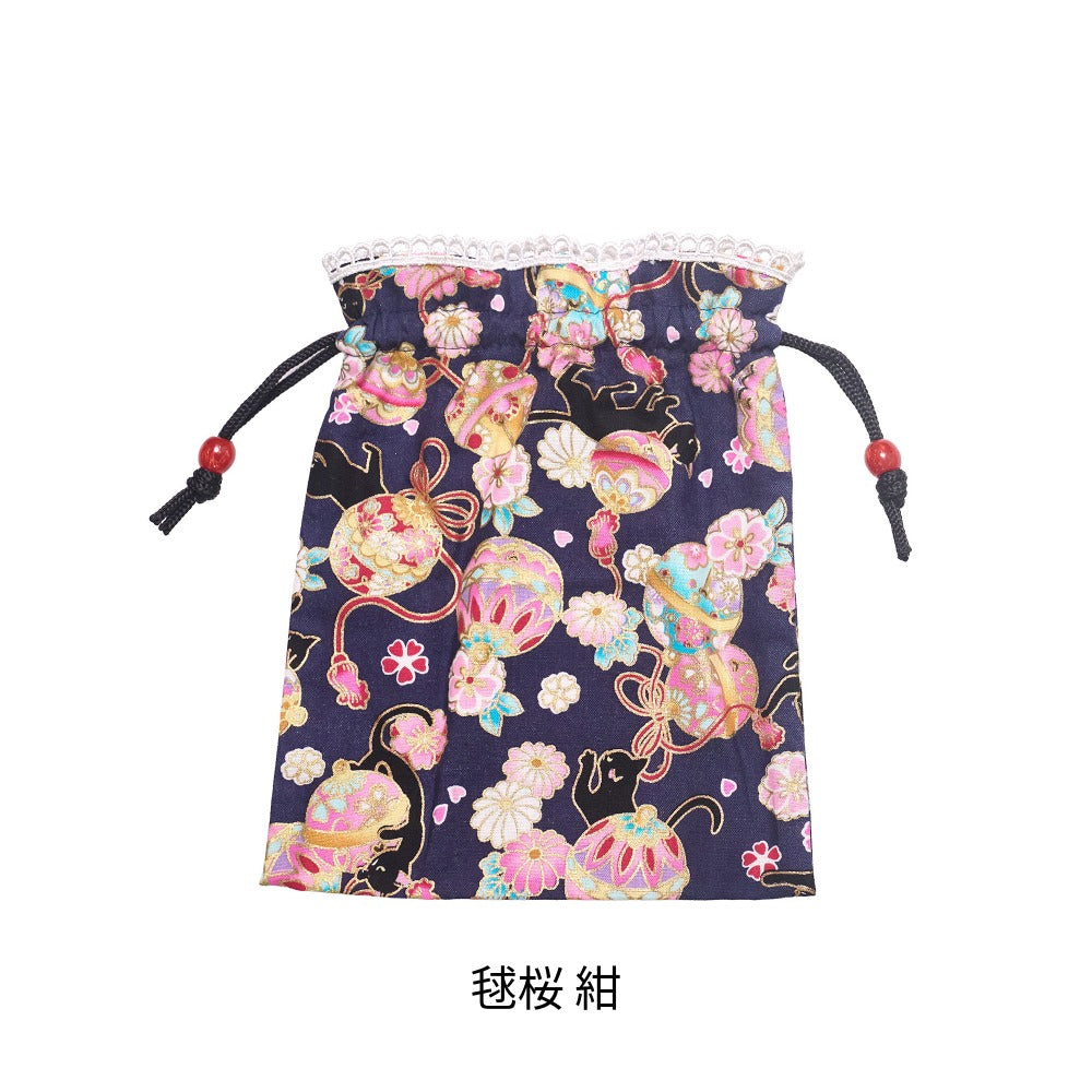 [New] 小物 和風 桜巾着 レッド/ピンク/パープル/ブラック/ネイビー 【クリアストーン】