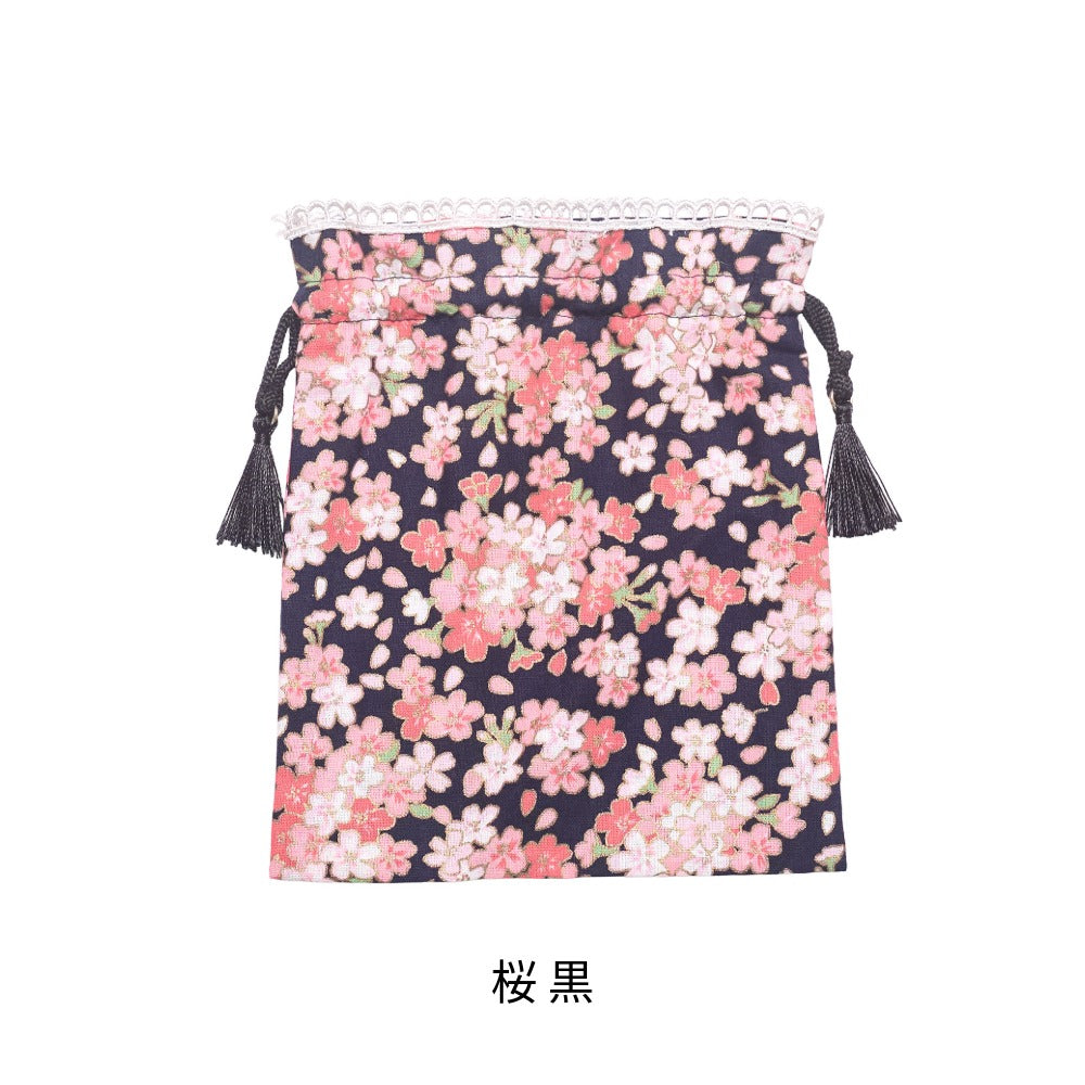 [New] 小物 和風 桜巾着 レッド/ピンク/パープル/ブラック/ネイビー 【クリアストーン】