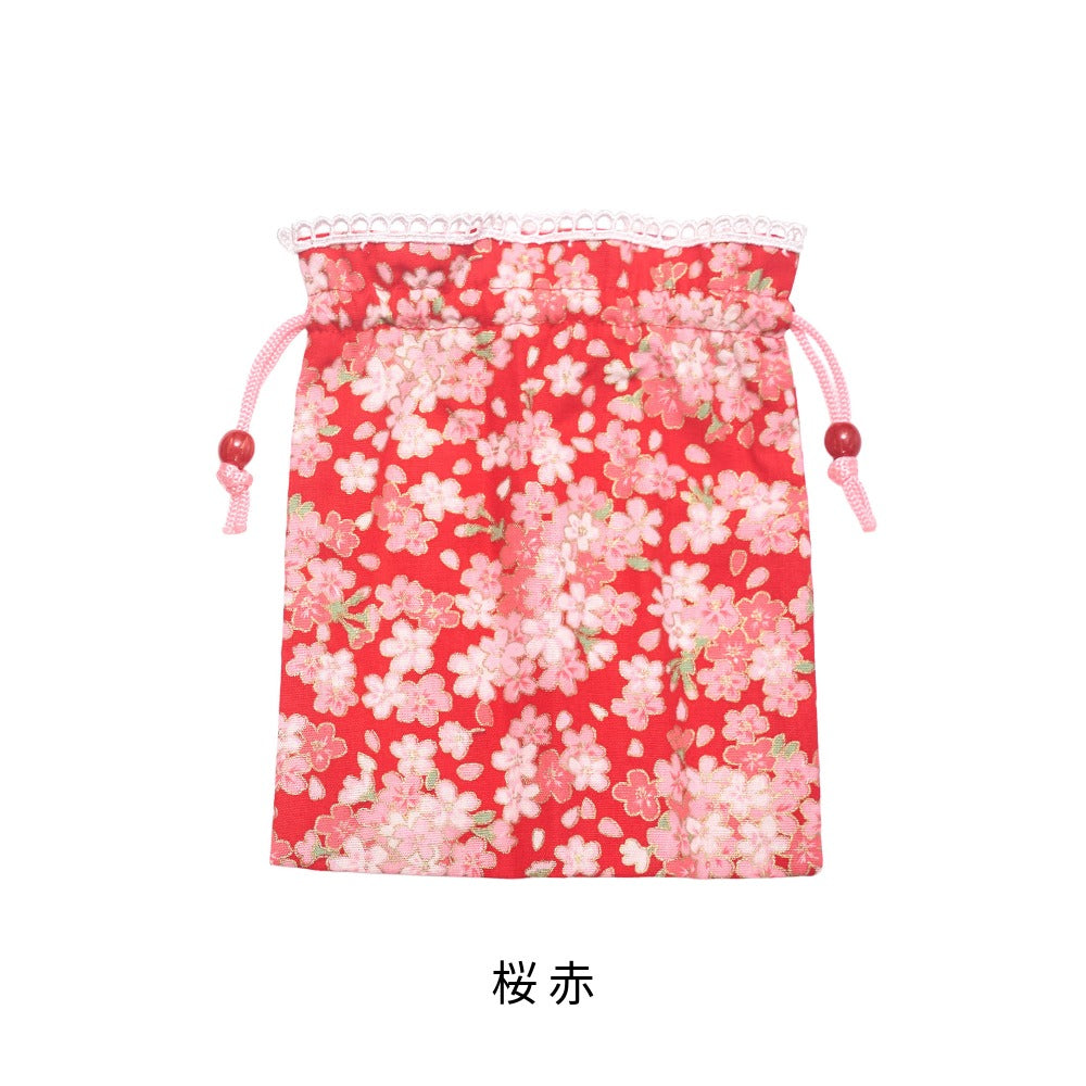 [New] 小物 和風 桜巾着 レッド/ピンク/パープル/ブラック/ネイビー 【クリアストーン】