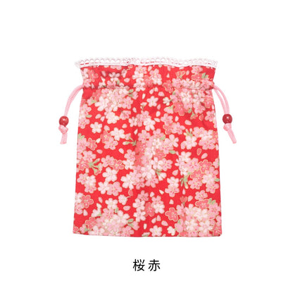 [New] 小物 和風 桜巾着 レッド/ピンク/パープル/ブラック/ネイビー 【クリアストーン】