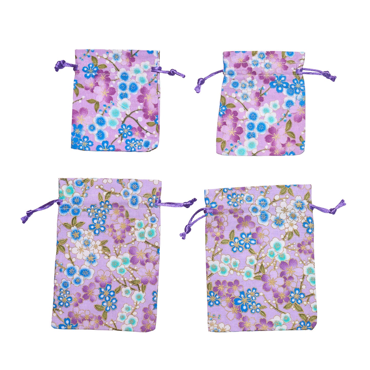 [New] 小物 和風 桜巾着 4枚セット ホワイト/レッド/パープル/ネイビー 【クリアストーン】