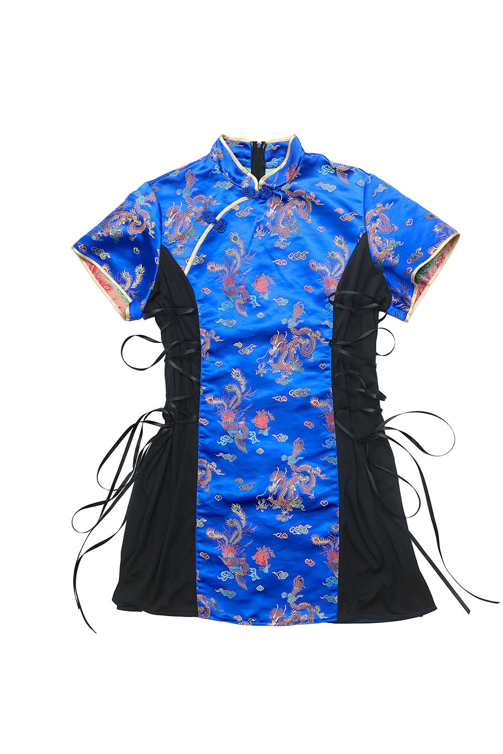 [NEW] コスプレ 中華風 編み上げミニチャイナ レディース 2L～4L レッド/ブルー/ブラック 【クリアストーン】
