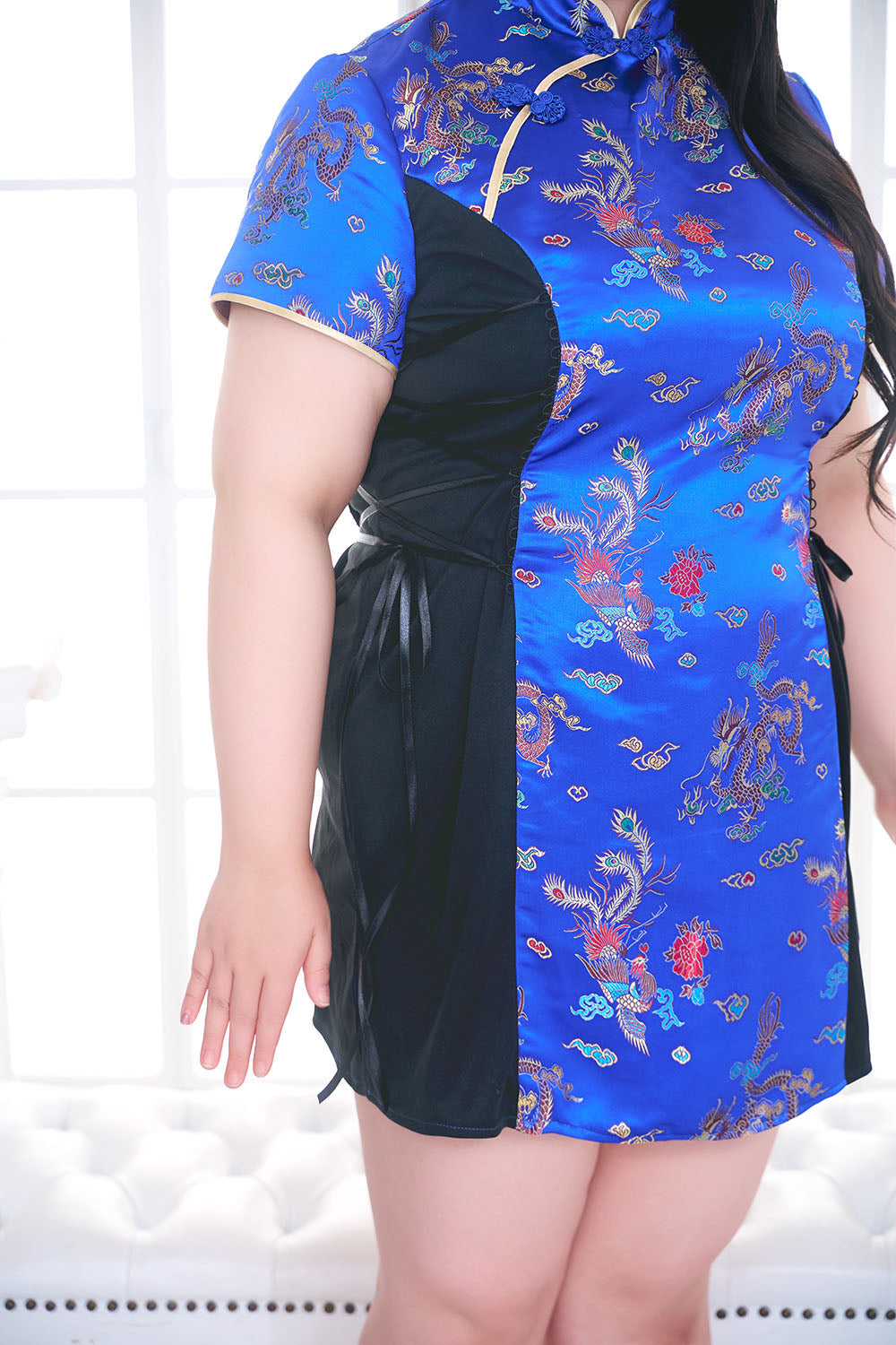 NEW] コスプレ 中華風 編み上げミニチャイナ レディース 2L～4L レッド