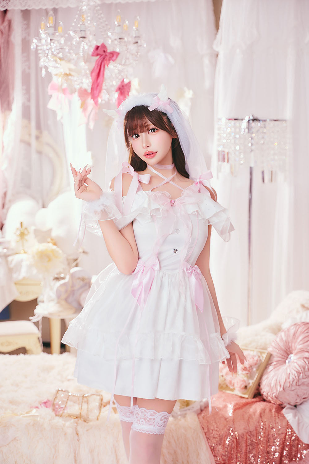 コスプレ 花嫁 ジューンブライド エンジェルブライド レディース フリーサイズ ホワイトクリアストーン】♡