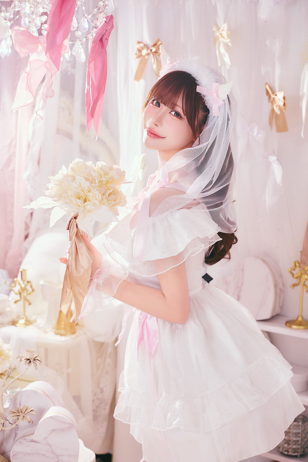コスプレ 花嫁 ジューンブライド エンジェルブライド レディース フリーサイズ ホワイトクリアストーン】♡