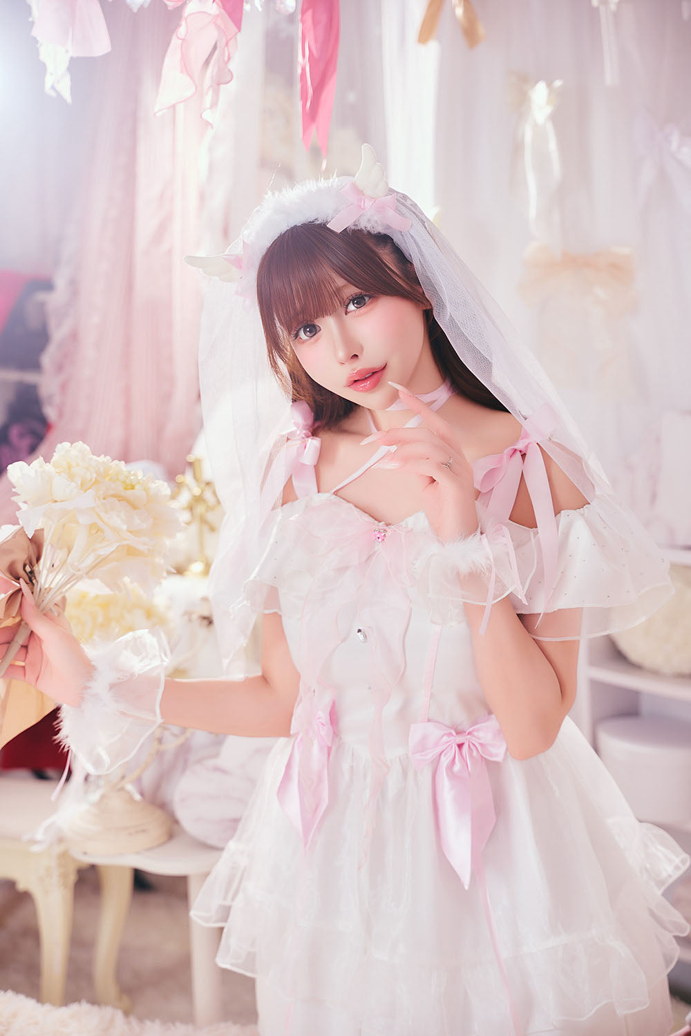 コスプレ 花嫁 ジューンブライド エンジェルブライド レディース フリーサイズ ホワイトクリアストーン】♡