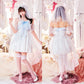 コスプレ 花嫁 ジューンブライド ロングテールブライド レディース フリーサイズ ホワイトクリアストーン】♡