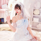 コスプレ 花嫁 ジューンブライド ロングテールブライド レディース フリーサイズ ホワイトクリアストーン】♡