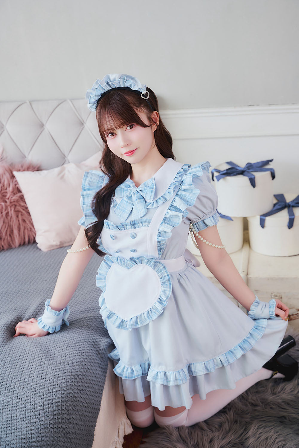 [New] 《JamsCollection着用》コスプレ リリパレ ハートフルメイド レディース フリーサイズ ピンク/ブルー【クリアストーン】♡